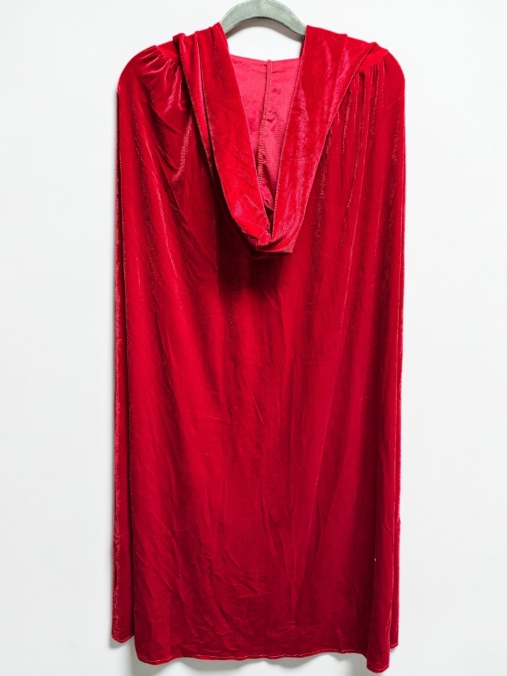 Red Velvet Hooded Cape Cloak XL Unisex Vampire Witch Costume Gothic Halloween - Picture 3 of 9